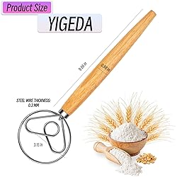 YIGEDA Danish Dough Whisk - Wooden Danish Whisk for