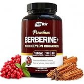 NutriFlair Berberine HCl 1200mg with Ceylon Cinnamon, 120 Capsules | Plus Ceylon Cinnamon | Lab TESTED &amp; VERIFIED 1200 MG Berberine HCl per Serving | Made in USA