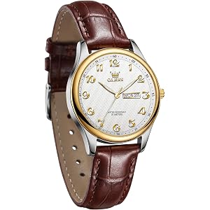 OLEVS Women's Watch Leather Band, Elegant Ladies Causal Watches with Date Day, Classic Professional Wristwatch for Small Wris