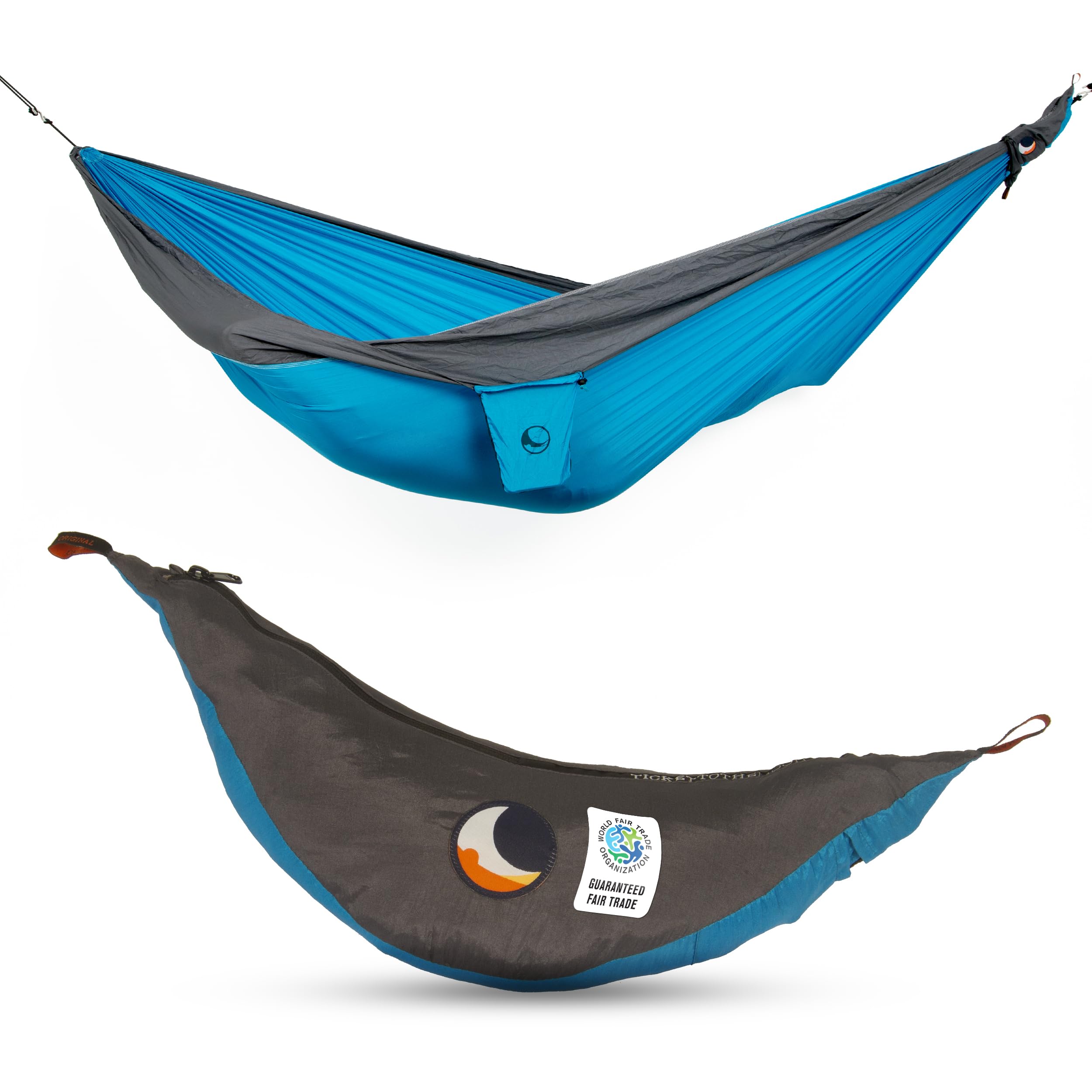 Ticket to the Moon King Size Hammock - Aqua/Dark Grey (2021), (3.2x2m / 10.5x7.55’)