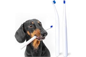 MoonyMars Tiny Dog Toothbrush, Small Breed Cat & Puppy Tooth Brushing Kit, Ultra Soft Mini 15° Curved Head Pet Teeth Brush for Kitten, Doggy Deep Dental Clean, Soft Bristles, 2 PCS - White