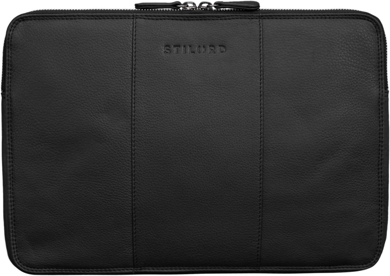 STILORD "Wilson" Leather Laptop Sleeve 13.3 Inch for MacBook Vintage Case Cover Organizer for 13 and 14 inch Tablet iPads Notebook A4 in Genuine Leather Colour:Black - Image 3