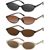 YMRFW Retro Oval Cat Eye Sunglasses for Women Y2k Designer Trendy Narrow Shades UV protection Sun Glasses