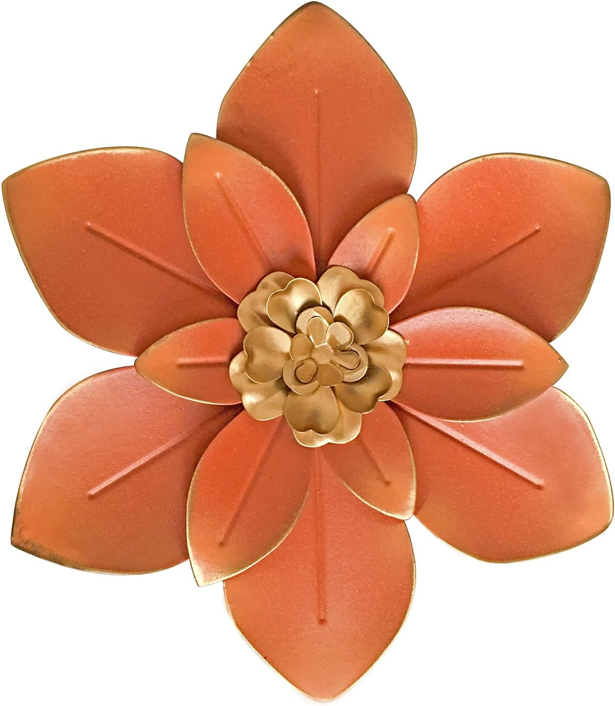 Plaques & Wall Art - Metal Flower Wall Art Decor, 10“ Rustic Modern Floral Sculpture, Distressed Iron Wall Hanging Home Decoration Accent Artworks for Indoor Kitchen Bedroom Living Room Office Outdoor Garden Patio (07-Pink)