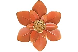 PICFARCE Metal Flower Wall Art Decor, 10“ Rustic Modern Floral Sculpture, Distressed Iron Wall Hanging Home Decoration Accent Artworks for Indoor Kitchen Bedroom Living Room Office Outdoor Garden Patio