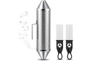 SOUJOY Guiro Instrument, Stainless Steel Guiro Shaker with 2 Scrapers, 15'' x 3'' Latin Percussion Instrument, Professional B