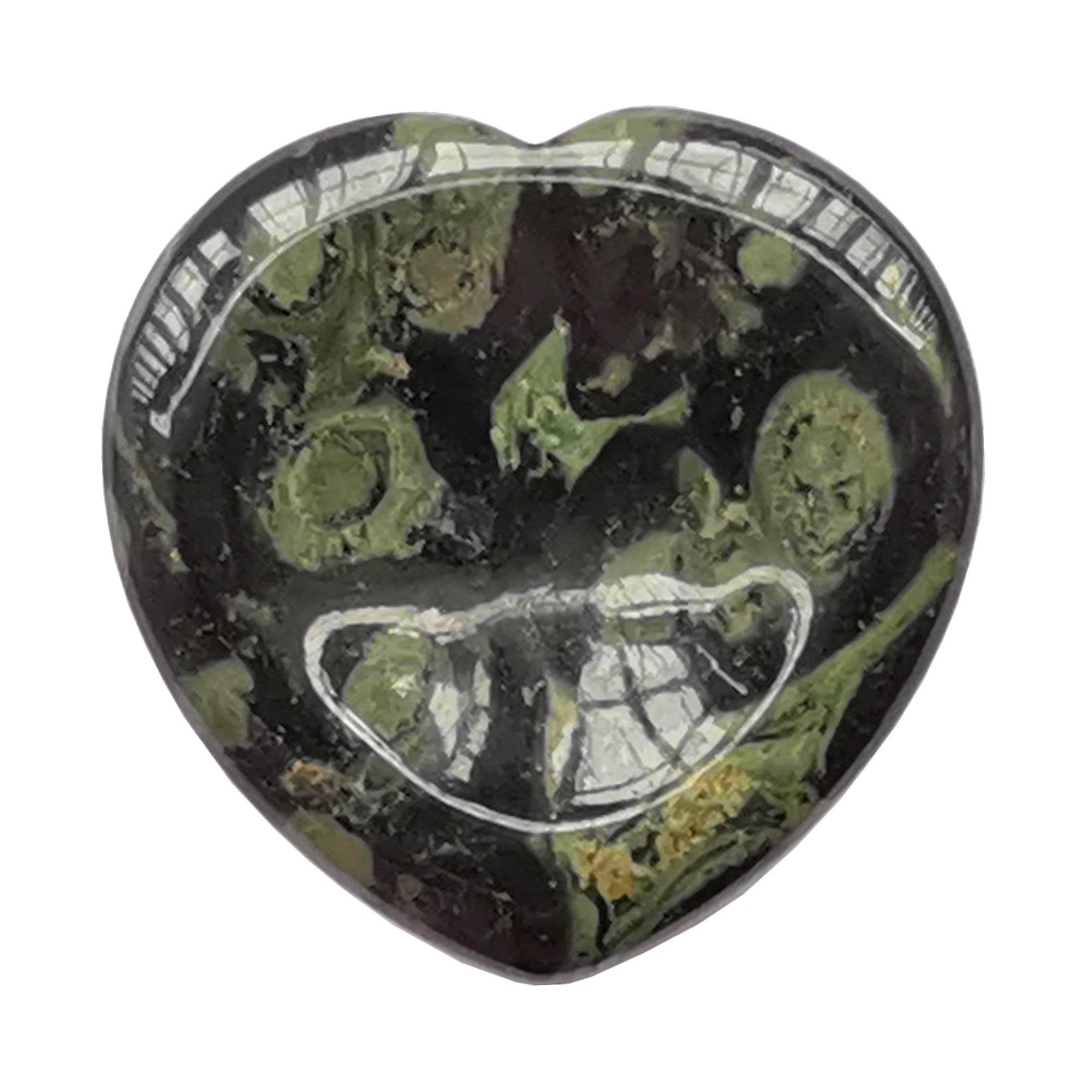 Manekieko Natural Kambaba Jasper Heart Chakra Thumb Worry Stone,Hand Carved Healing Crystal Shaped Stone for Anxiety Stress Relief Meditation