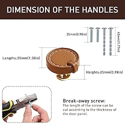 CcHhyyt 2 Pack Leather Cabinet Knobs - Brown Round