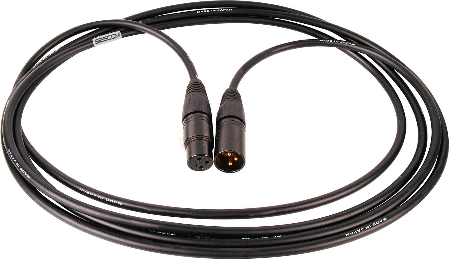 SESCOM Canare Star-Quad Cable Black & Gold XLR Mic Cable 15 Foot - Black
