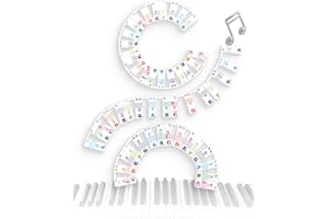 Azymi Piano Key Labels for 88-Key Full Size, Removable Piano Guide Thin Silicone Strip Multi-Color Large Bold Letters for Piano Learner Beginners Kids, Compatible with 76, 61, 54, 49, 37 Keyboards