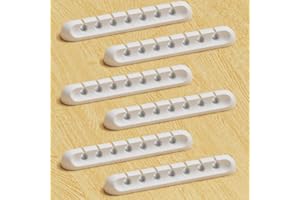 USB Cable Organizer Clips Cord Holder Self Adhesive Desk Cord Cable Management (White, 7Slots-6PCS)