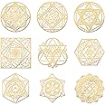 OLYCRAFT 9Pcs Sacred Geometry Metal Energy Sticker Golden Orgone Pyramid Stickers Stainless Steel Stickers for Scrapbooks DIY Resin Crafts Phone & Water Bottle Decoration