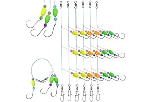 DAMIDEL 6Pcs Pompano Fishing Rigs Ready Kit，3 in 1 Float Rigs with Triple 3/0 Circle Hook for Surf Fishing，（12/0） Fishing line / 50in length/50lbTension in freshwter and Saltwater