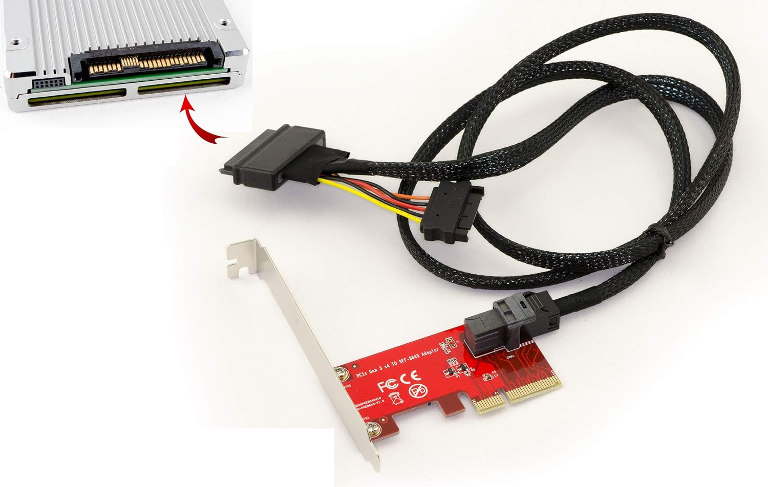 KALEA-INFORMATIQUE PCIe x4 controller card for U.2 NVMe SSDs (U2 68Pin SFF-8639) - 1m cable - LOW AND HIGH PROFILE EQUERS