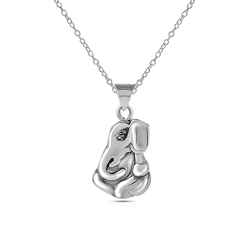 LeCalla Solid 925 Sterling Silver Lord Ganesha Pendant Necklace