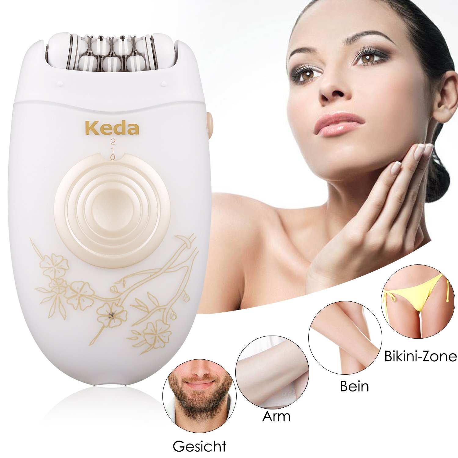 Yivans KD-196 Epilierer Dreifachfunktion weiß/gold