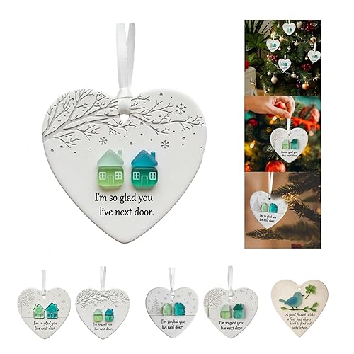 Heart-Shaped Sea Glass Friendship Decor, Handmade Keepsake Gift for Women，Christmas Decorations, Christmas Tree Hanging Ornaments, Timeless Art Love Hearts Shaped Glasses for Best Friend (B)