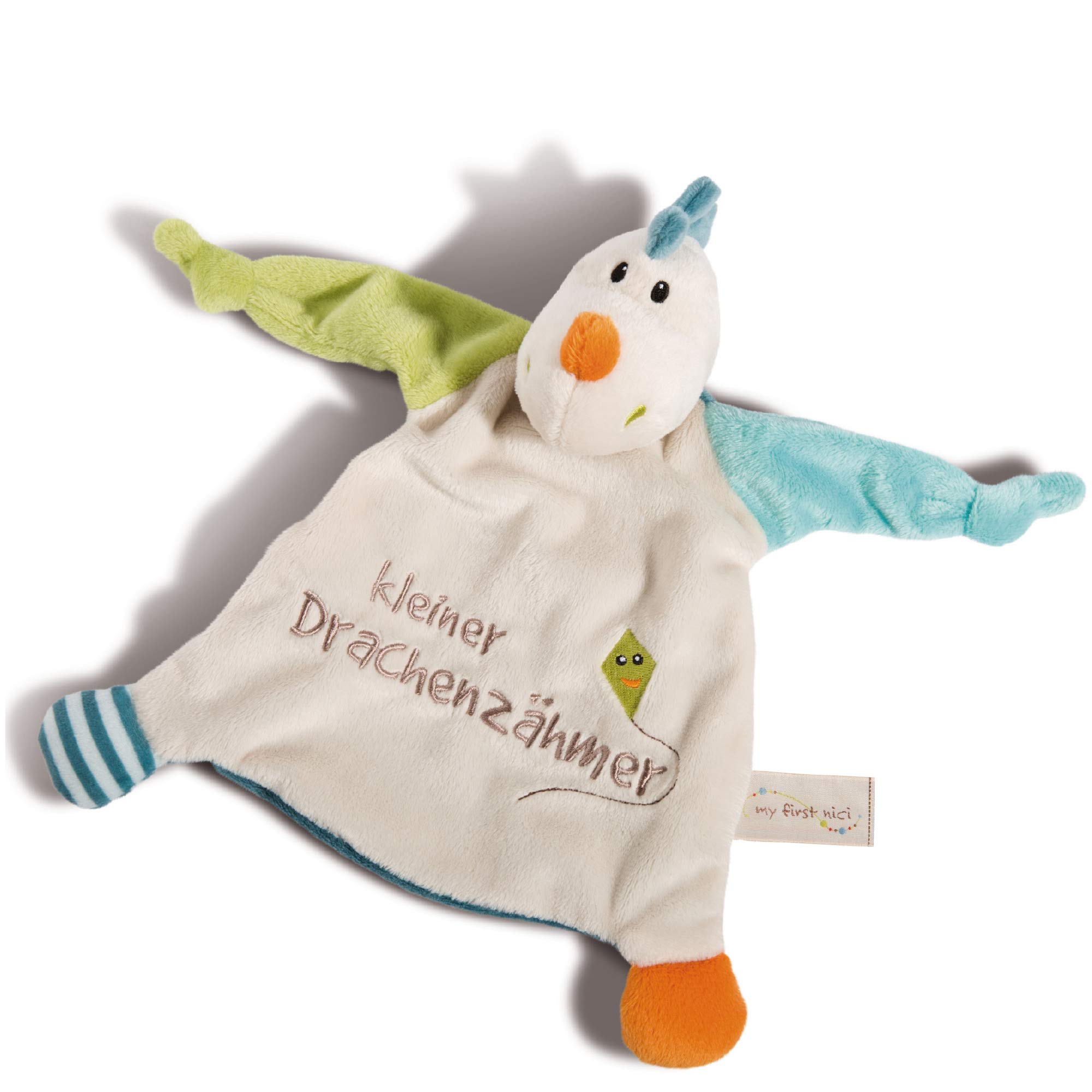 NICI 43709 Comfort Blanket Dragon Draguli 'Little Dragon Tamper' 25 x 25 cm - Comfort Blanket from 0+ Months - Cuddly Blanket for Babies & Toddlers - Baby Cuddly Toy/Cuddle Blanket for Boys