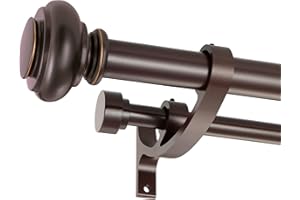 VIMAYTA Double Curtain Rods 72 to 144 Inches with Solid Aluminum Alloy Brackets, 1 Inch Adjustable Drapery Rod, Heavy Duty Dual Curtains Rod for Window, Sliding Door, Bedroom Decoration, Matte Brown