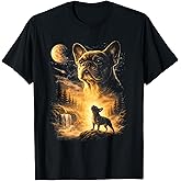 French Bulldog Howling to The Moon Meme 90s Animal Graphic T-Shirt