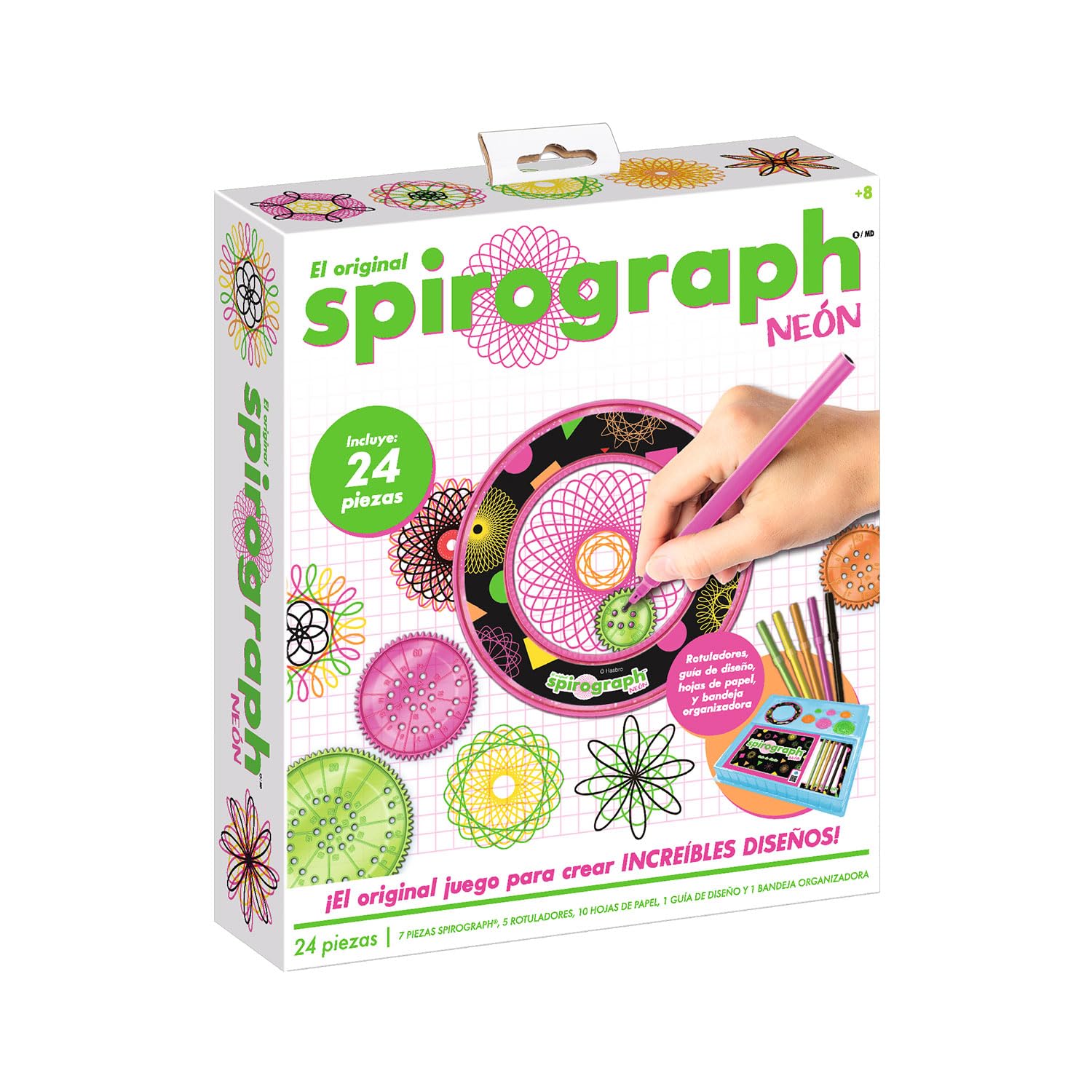 Party town - Spirograph Neon - Spirograph Junior | Spirograph Set for Kids Age 8 Or More | Kids' Drawing & Painting Supplies | 24 Pieces | Kids Art Set | Kids Drawing Set