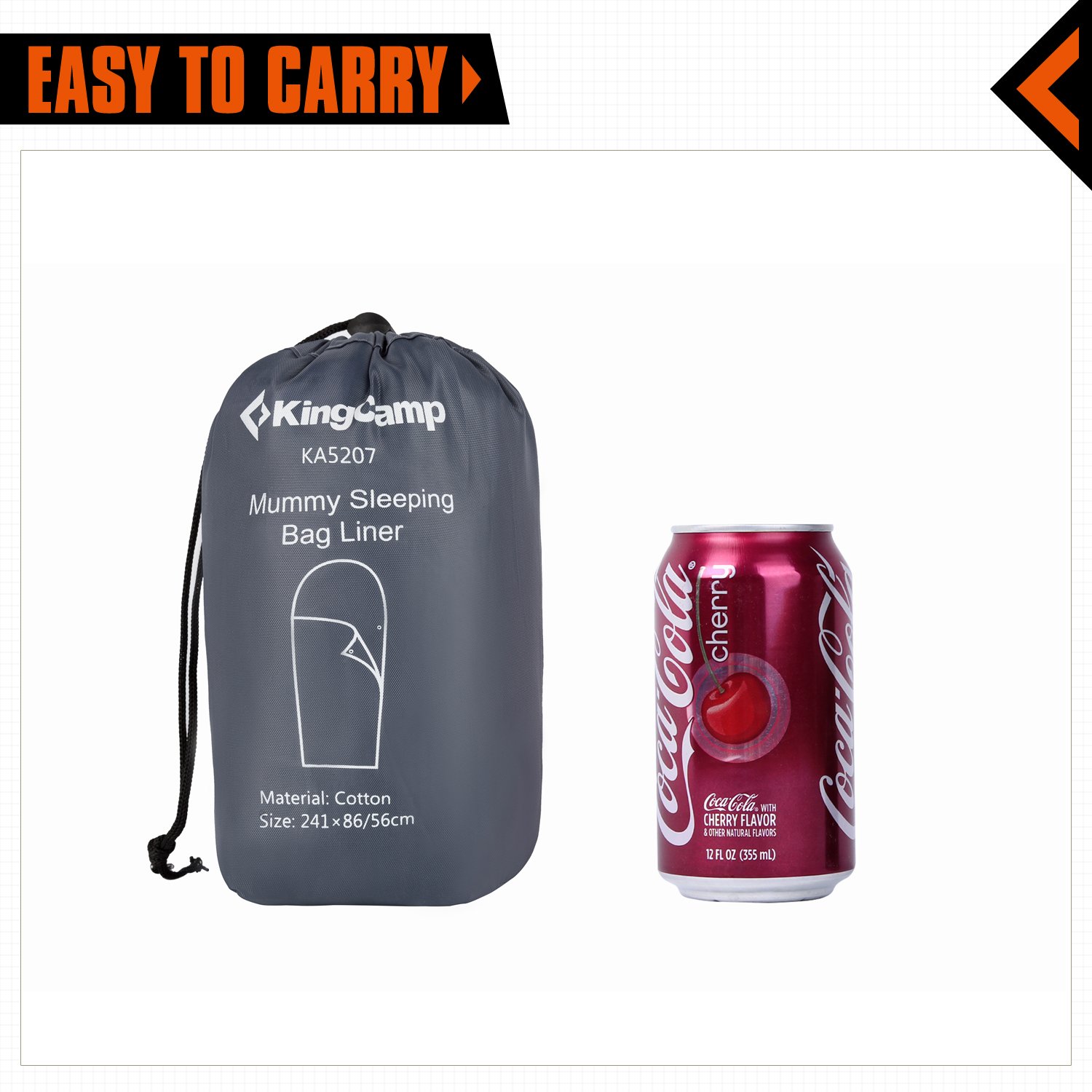 KingCamp Portable Green Cotton Mummy Sleeping Bag Liner for Traveling, Hiking, Camping, Trekking and Hotel