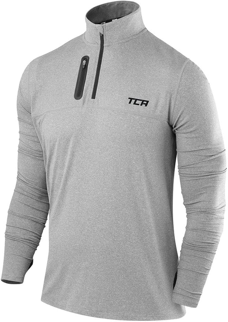 TCA Men's Fusion Pro Quickdry Long Sleeve Half-Zip Running Shirt: Clothing
