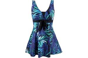 Ecupper Womens One Piece Swimdress Shaping Body Swimsuit Floral Plus Size Bathing Suit