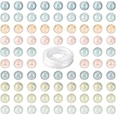 BEEFLYING 100 Pcs 8mm Natural Morganite Gemstone Beads Round Stone Beads with Elastic Crystal Thread for Jewelry Necklace Bracelet Making Kits