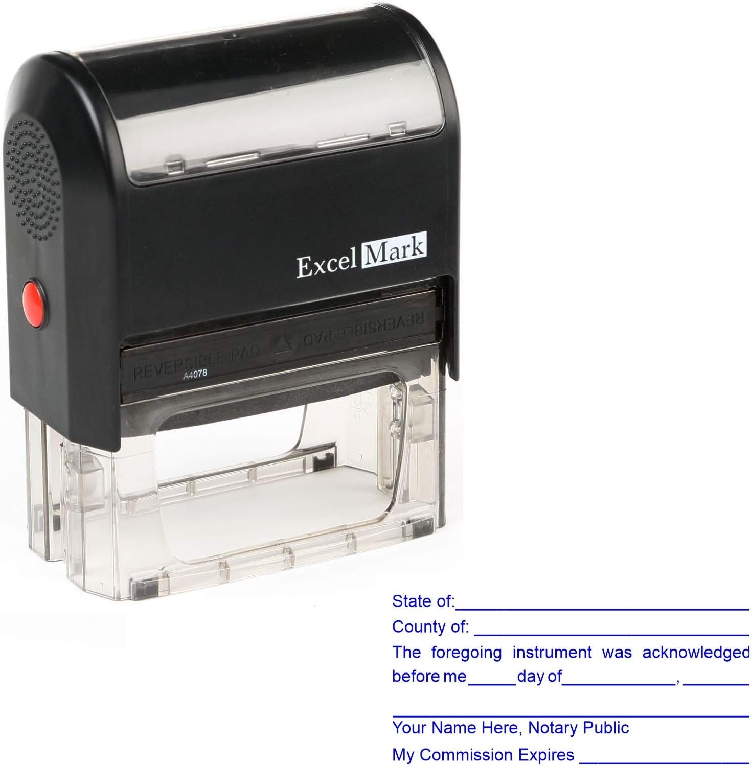 ExcelMark Notary Acknowledgement Stamp Blue Ink Office