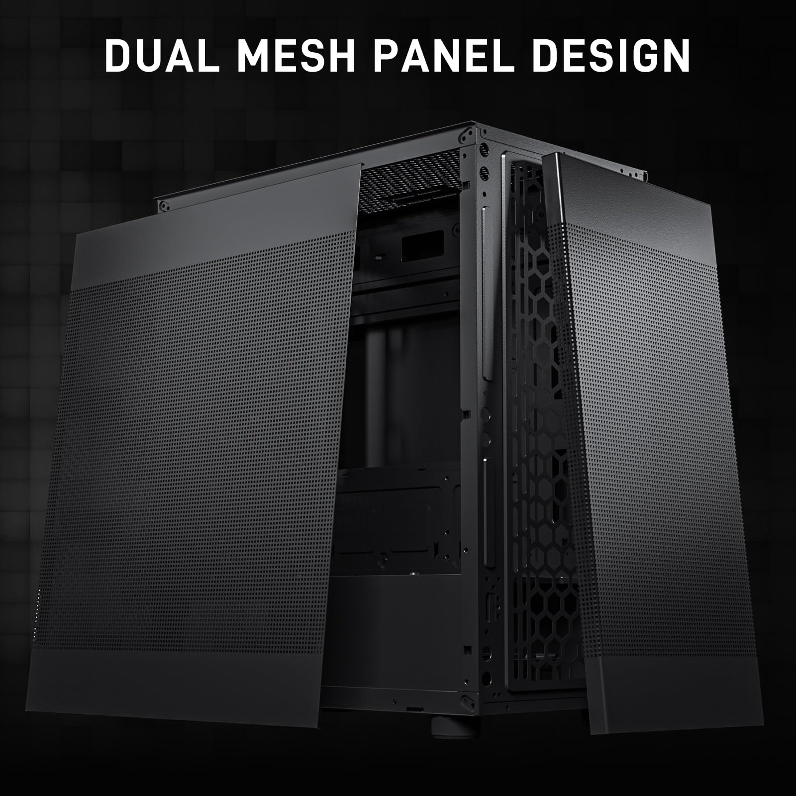 DARKROCK MH200 Black PC Computer Case for Office&Gaming Compact Mid-Tower Micro ATX Mini ITX High-Airflow Mesh Front & Side Panel Top 240mm Radiator Support Type-C Ready, ARGB 120mm Fan Pre-Installed