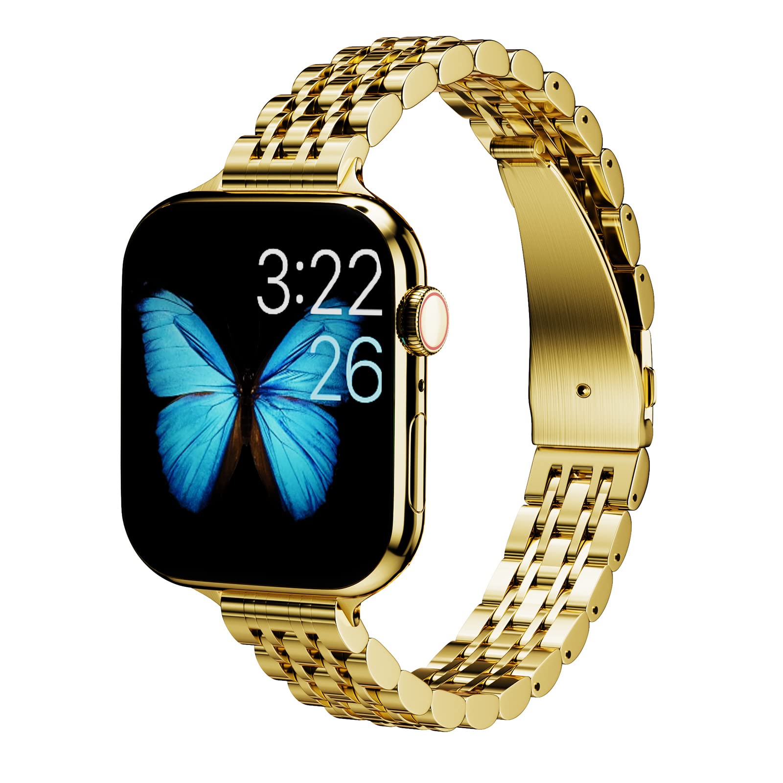 ARTCHE Slim Watch Strap for Apple Watch Strap 42mm 41mm 40mm, Women Thin Stainless Steel Adjustable Straps Jewellery Link, Compatible with iwatch Straps Series 11/10/9/8/7/6/5/4/3 SE3/SE2/SE, Gold