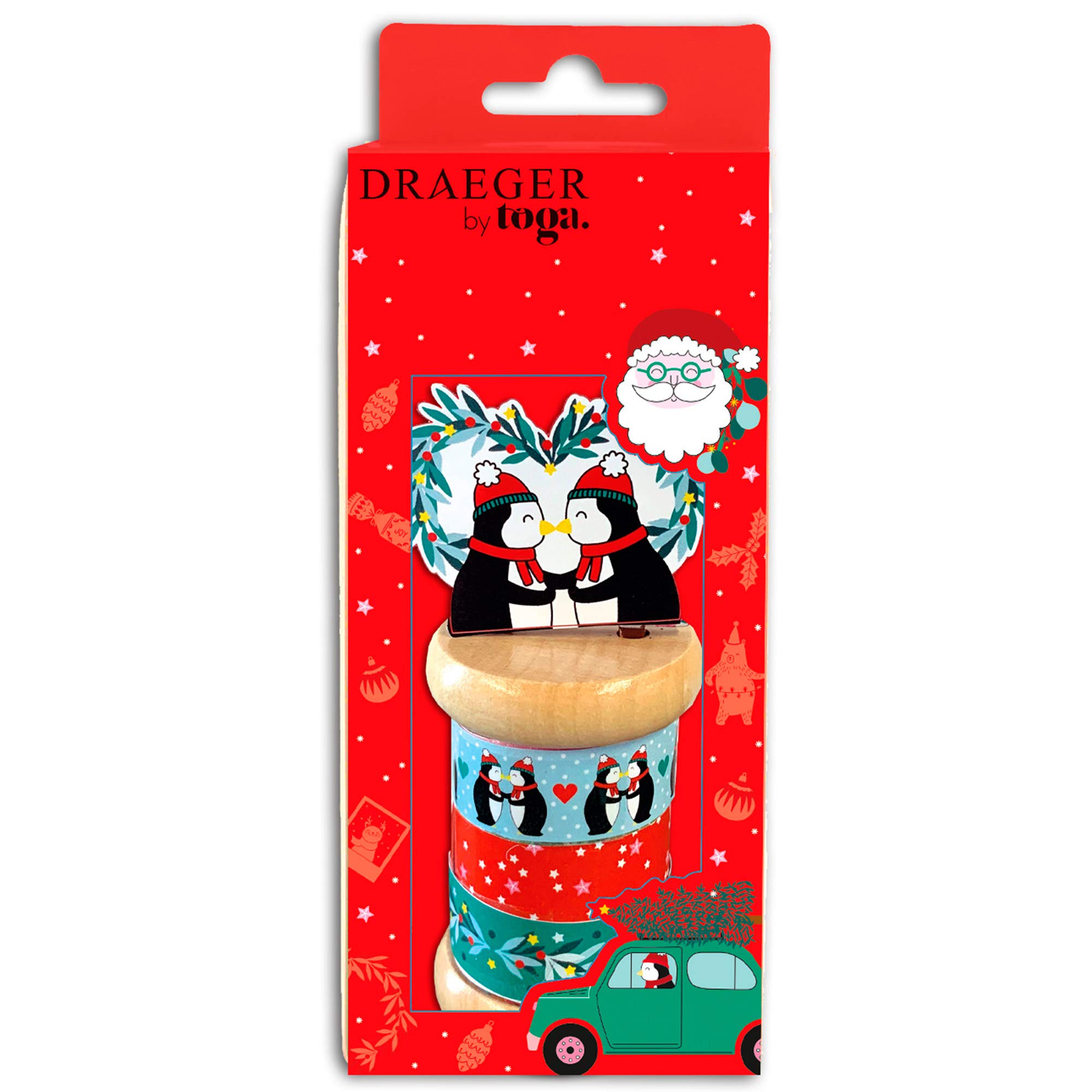 Toga Christmas Masking Tape, Red and Green, 3 x 5 m, Set of 5