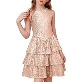 GRACE KARIN Girls Sequin Party Dress Kids Sparkly Formal Birthday Teen Special Occasion Fancy Pageant Dresses Size 6-14