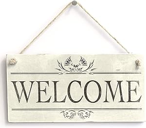 ROONASN Welcome Sign - Front Door Decor - Outdoor 5x10 Rustic Hanging Wood Farmhouse Porch Decorations for Home-17