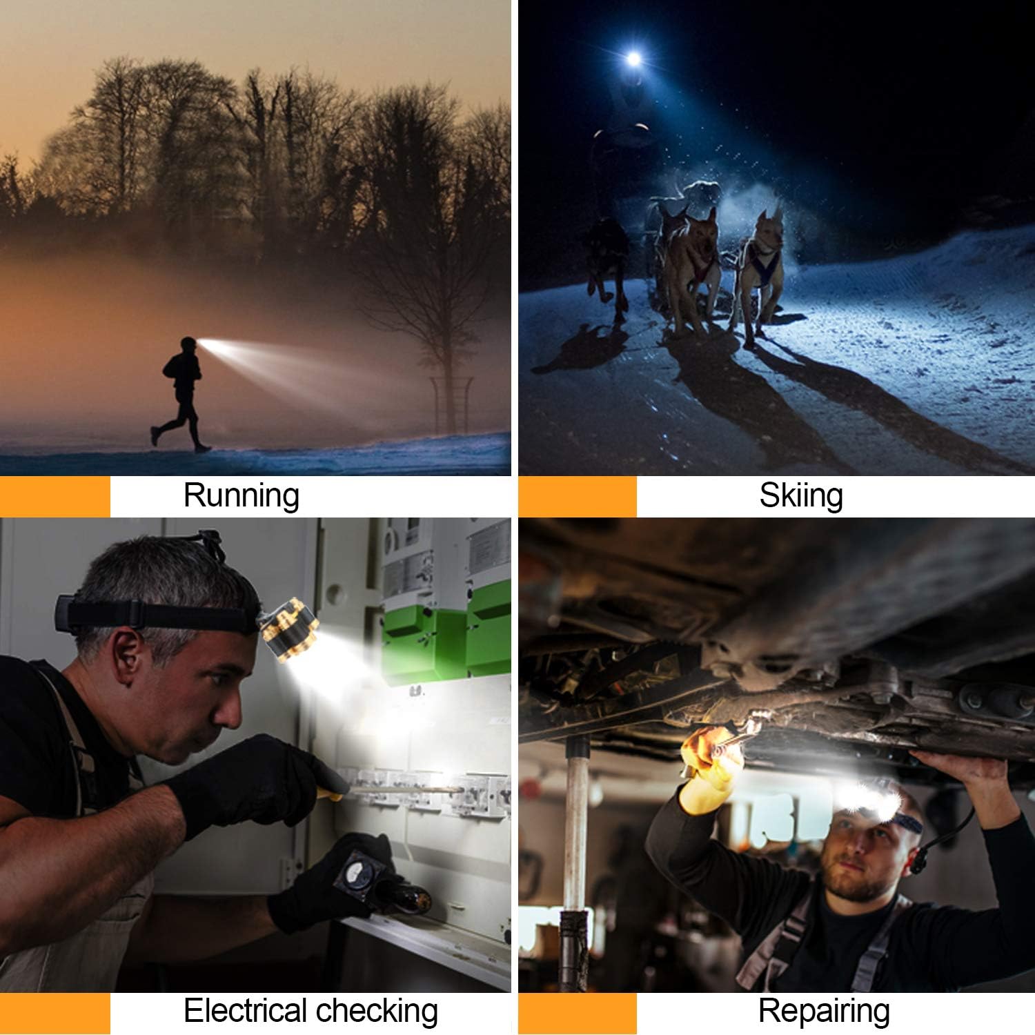 Soft Digits Headlamp, 5 LED Headlight, USB Rechargeable Head Lamp Flashlight, 4 Modes Waterproof Zoomable Light for Outdoors, Household - - 