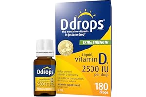 Ddrops Adults 2500IU Liquid Vitamin D3 Drops, 180 drops. Extra Strength. No Large Capsules, No Preservatives, Non-GMO, Allerg