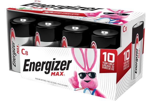 Energizer C Batteries, Max C Cell Battery Premium Alkaline, 8 Count