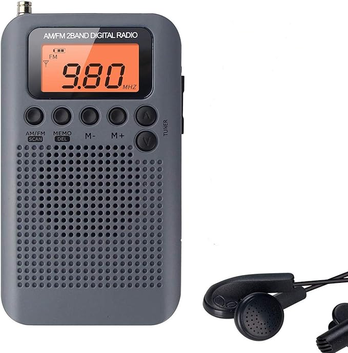 Lychee Mini Radio Portatile Tascabile AM/FM, Radio Multifunzione con