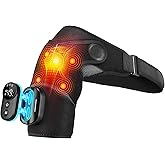 Cordless Shoulder Heating Pad with Massage, Heated Shoulder Wrap, Detachable Magnetic Controller Heated Shoulder Brace for Pain Relief with 5 Heats and Vibration Modes (Black)