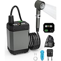 INSSISAIN Portable Shower for Camping - 6000mAh Rechargeable Outdoor Camp Shower Pump with IPX8 Waterproof, LED Display & 4 S