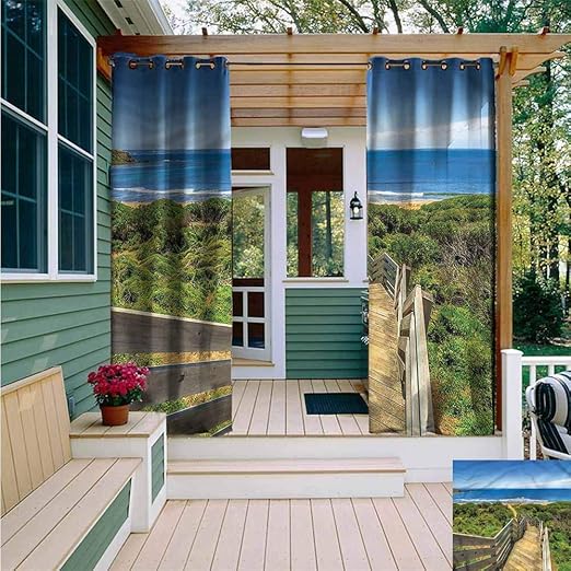 Beihai1Sun Cortina para puerta, diseño de playa con ojales, Color06