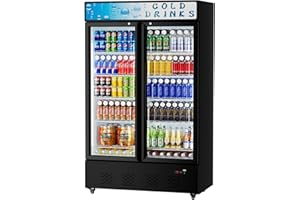 ECEVT 40 Cu.ft. Commercial Beverage Refrigerators Glass Door Refrigerator Upright Display Cooler with Soft LED Light and Adjustable Shelves for Restaurant Grocery Stores Home