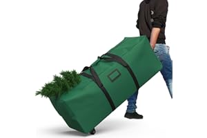 Patiobay Rolling Christmas Tree Storage Bag 9 Ft Xmas Artificial Disassembled Trees, 600D Waterproof Oxford Fabric, Durable Wheels & Handles, Heavy Duty Storage Container
