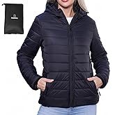 Women's Packable Winter Puffer Coat | Lightweight Quilted Jacket with Hood | Full Zip Travel Outerwear