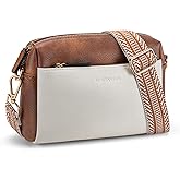 BOSTANTEN Small Crossbody Purse for Women Triple Zip Cell Phone Leather Handbag with Colored Shoulder Strap