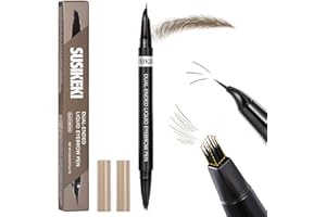 SUSIKEKI Dual-Ended Microblading Eyebrow Pencil for Women, 2 in 1 Liquid Eyebrow Pencil with Curved Tip and 4D Brow-Fection Microblading Pen, Shaped Fill HairLike Waterproof Lasting Eyebrows 02 Brown