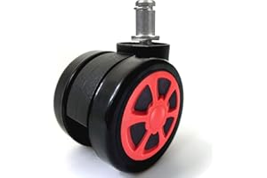 TEKEFT Gaming Office Chair Casters Floor Protection Rubber (5 Sets) 60mm Casters with Standard Stem Size (Red)