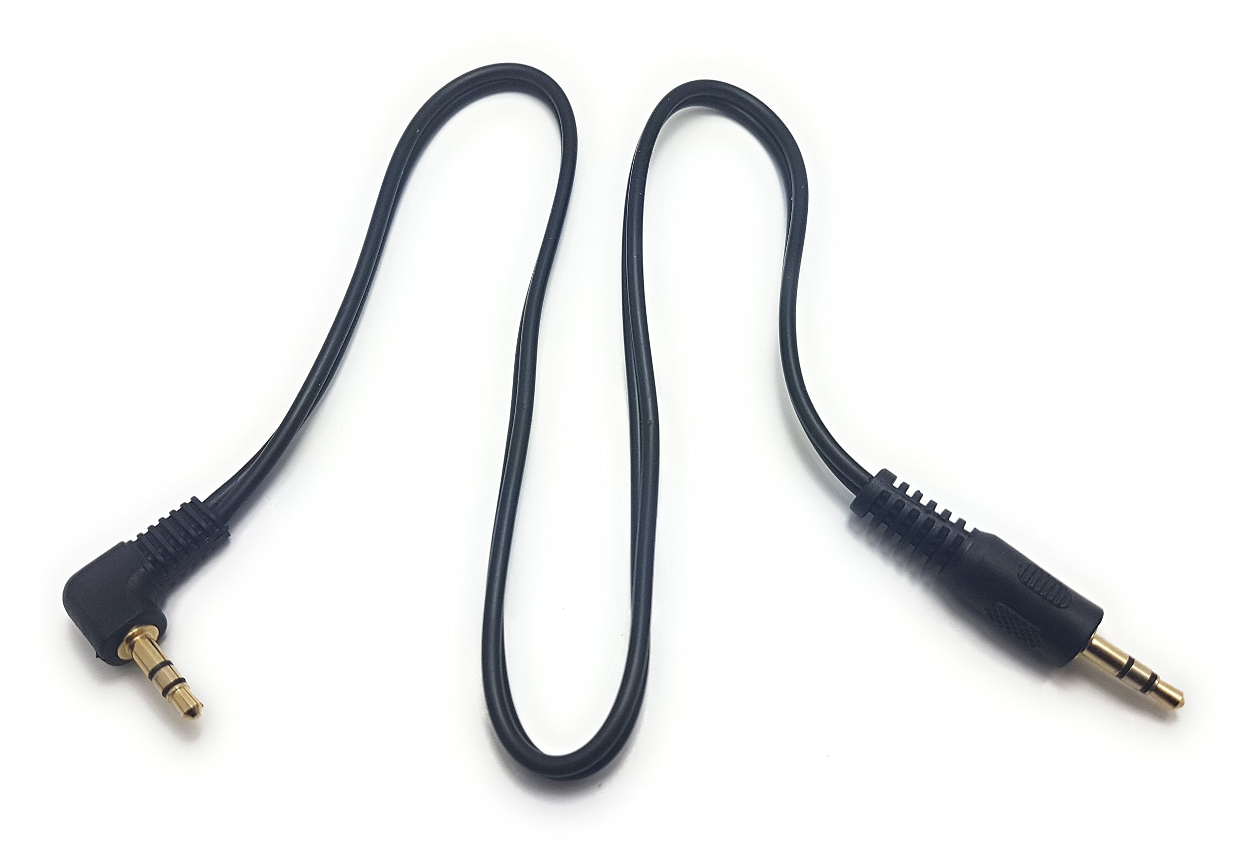 MainCore 50cm Black Right Angle 3.5mm to 3.5mm Audio AUX Cable Compatible with Mobile Phones, Computers, Laptops, Mp3, Portable Speakers, Headphones, HIFI