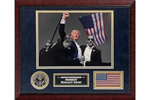 New England Picture Assassination Attempt of President Donald J. Trump July 13, 2024, Butler Pennsylvania - Fist Pump Photo in Mahogany Frame